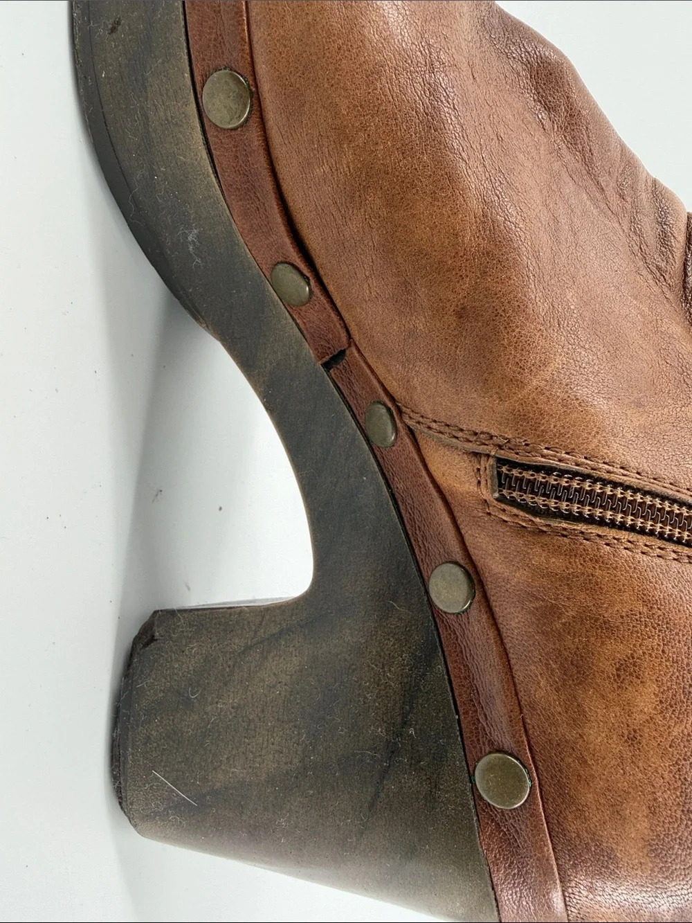 Stuart Weitzman Brown Leather Belted Clog Platform Moto Booties 10